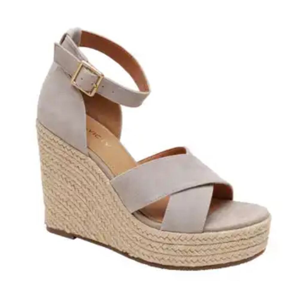 Lisa Vicky Platform Wedge Suede Gemi Sandal New